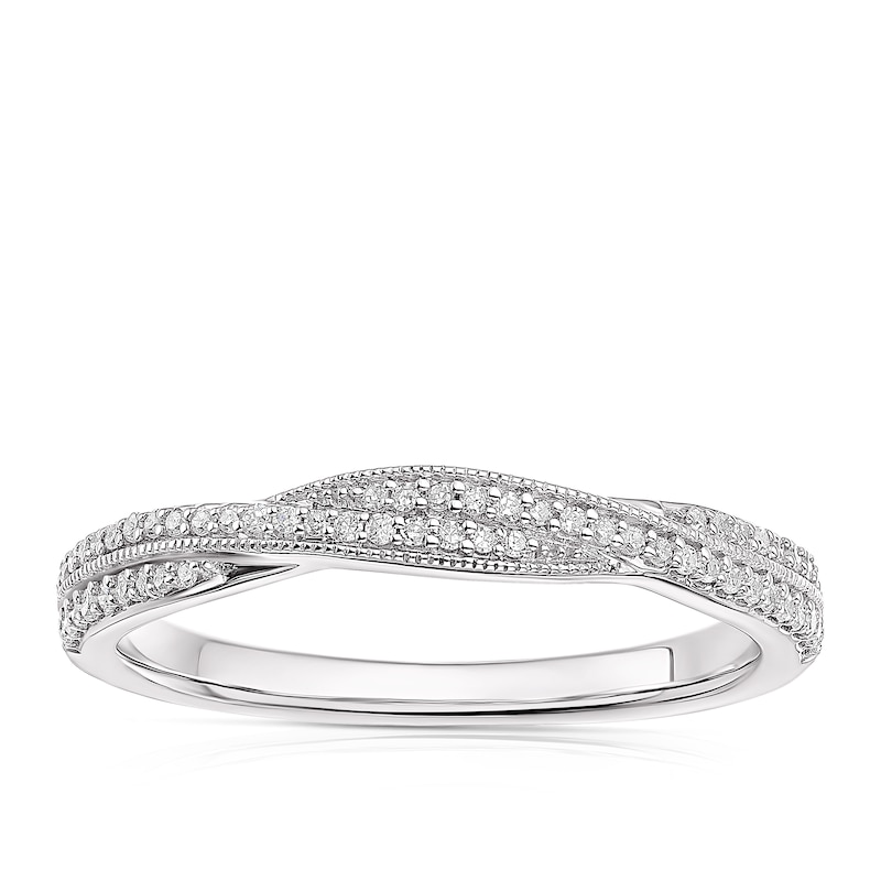 9ct White Gold 0.12ct Diamond Twist Eternity Ring