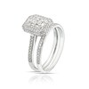 Thumbnail Image 1 of 18ct White Gold 0.50ct Diamond Emerald Shaped Halo Cluster Bridal Set