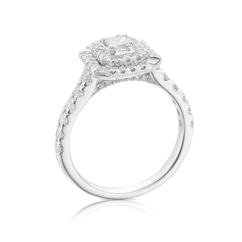 Main Image 4 of Engagement Ring Platinum Emerald Cut & Shape Halo 1ct Diamond Ring