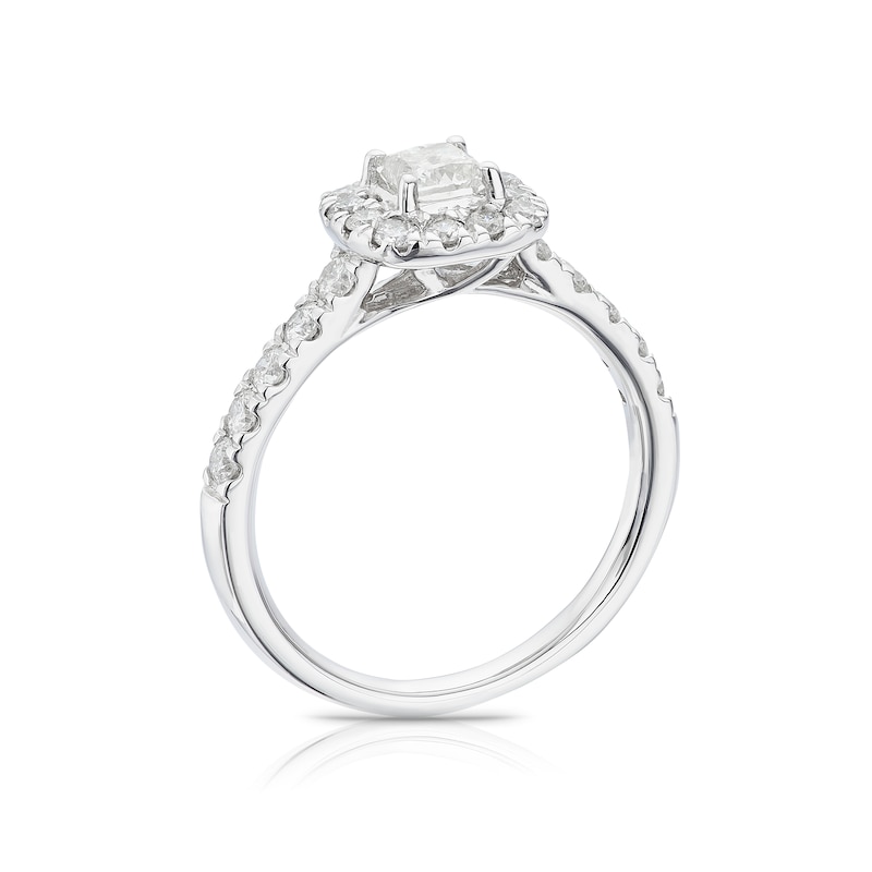 Main Image 3 of Platinum 1ct Diamond Cushion Shape Halo Ring