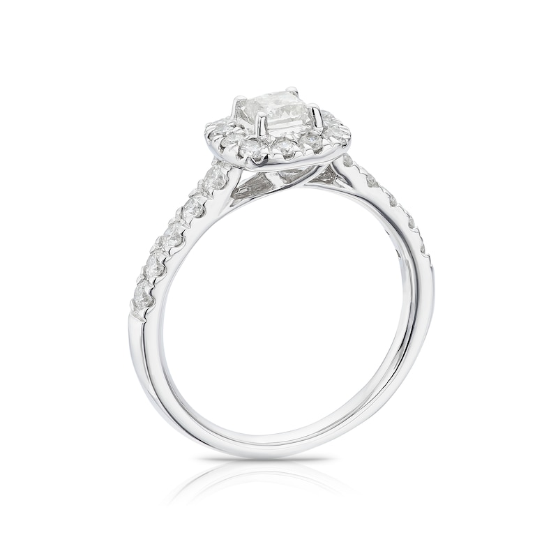 Platinum 1ct Diamond Cushion Shape Halo Ring