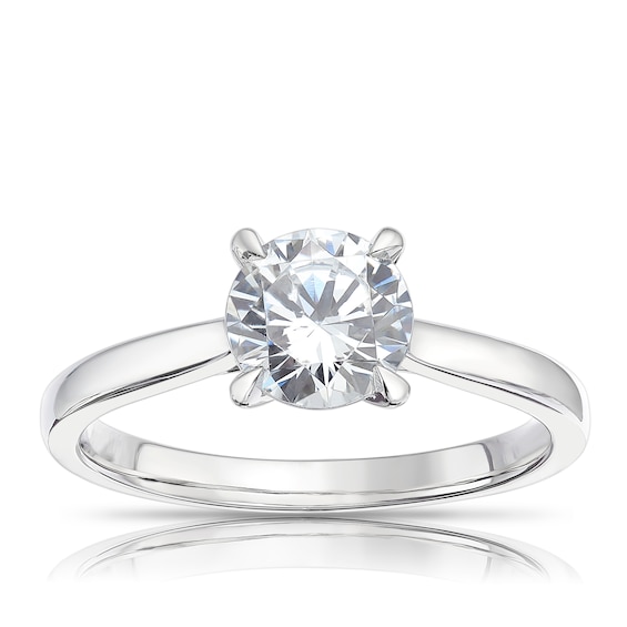 Platinum 1ct Diamond Round Cut Four Claw Solitaire Ring