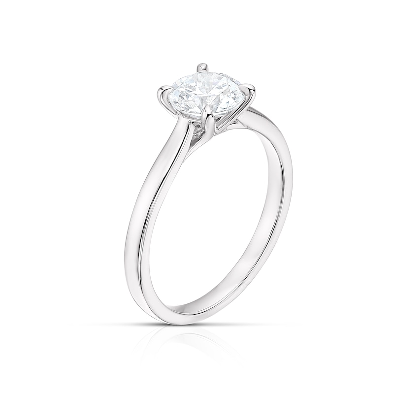 Platinum 1ct Diamond Round Cut Four Claw Solitaire Ring