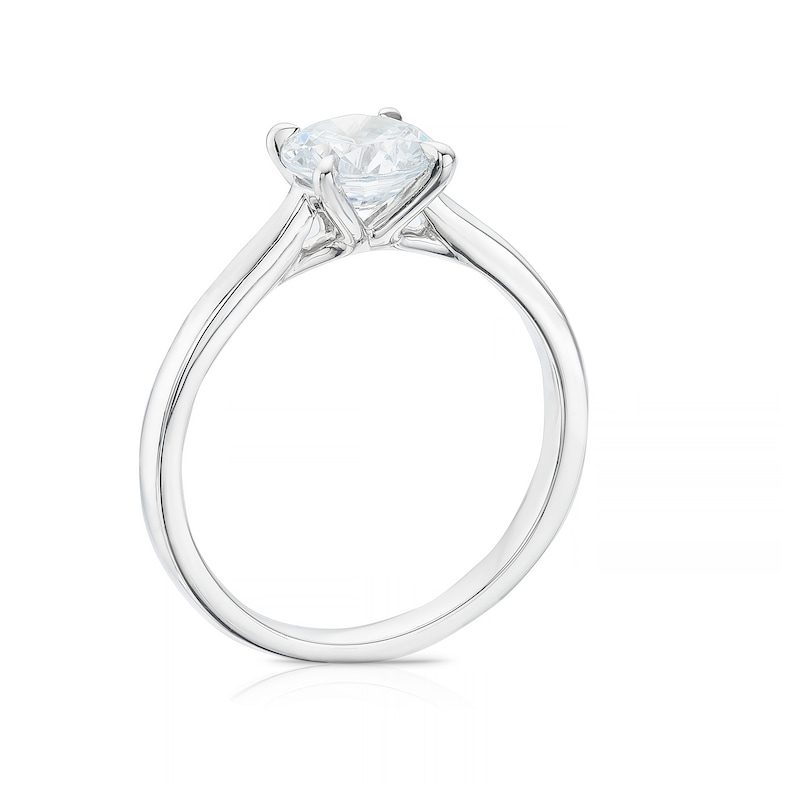 Platinum 1ct Diamond Round Cut Four Claw Solitaire Ring