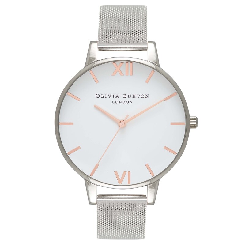 Main Image 1 of Olivia Burton Big Dial Silver Metal Plated Mesh Watch