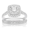 Platinum 1ct Diamond Cushion Shape Halo Cluster Bridal Set