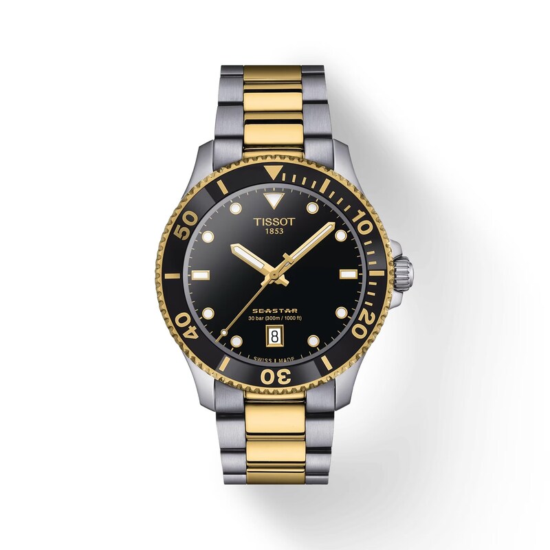 Main Image 1 of Tissot Seastar 1000 Men's Black Dial & Two Tone Bracelet Watch