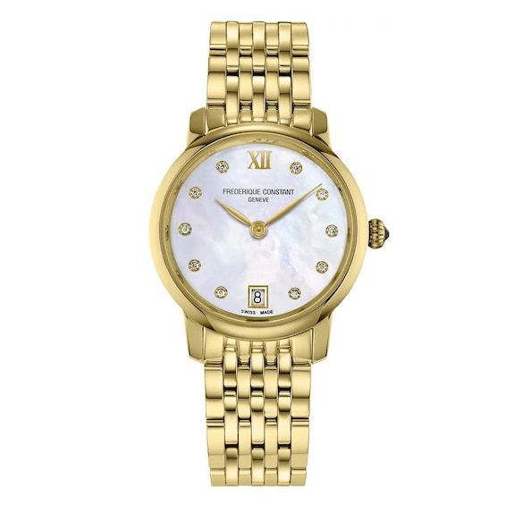 Frederique Constant Slimline Ladies’ Diamond & Gold-Tone Bracelet Watch