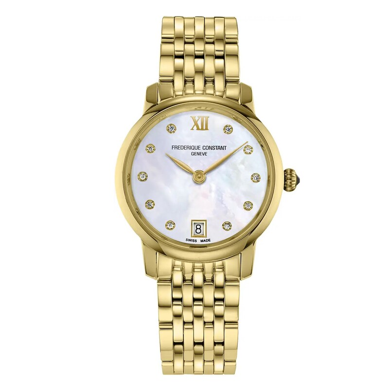 Frederique Constant Slimline Ladies' Diamond & Gold-Tone Bracelet Watch