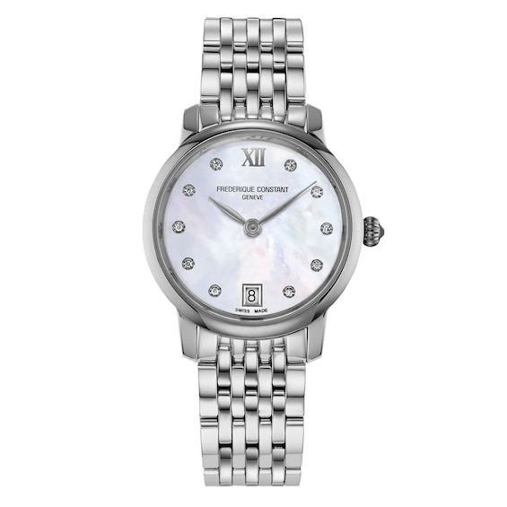 Frederique Constant Slimline Ladies’ Diamond & Stainless Steel Bracelet Watch
