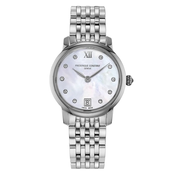 Women's Frederique Constant Slimline Diamond & Stainless Steel Bracelet Watch