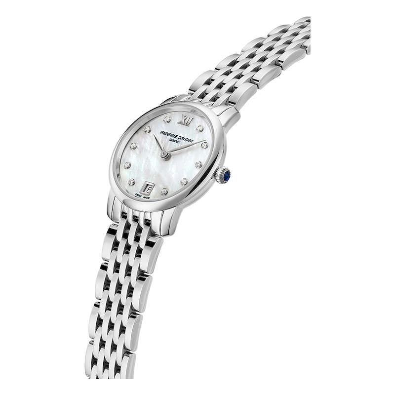 Frederique Constant Slimline Ladies' Diamond & Stainless Steel Bracelet Watch