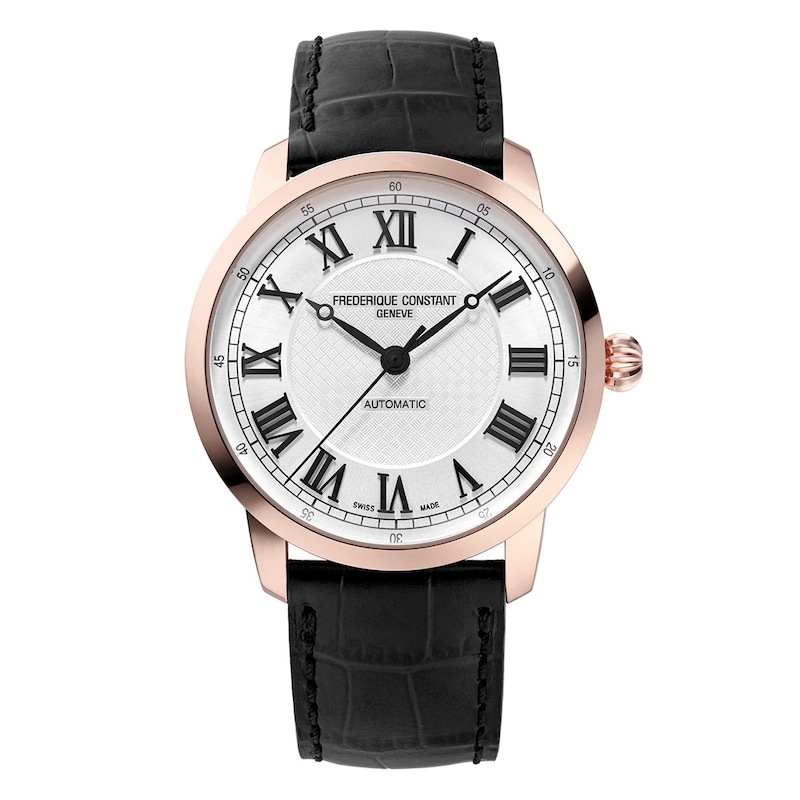Main Image 1 of Frederique Constant Classics Rose Gold Tone & Black Leather Strap Watch