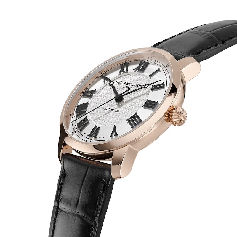 Main Image 2 of Frederique Constant Classics Rose Gold Tone & Black Leather Strap Watch