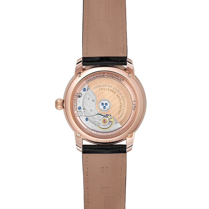 Main Image 3 of Frederique Constant Classics Rose Gold Tone & Black Leather Strap Watch