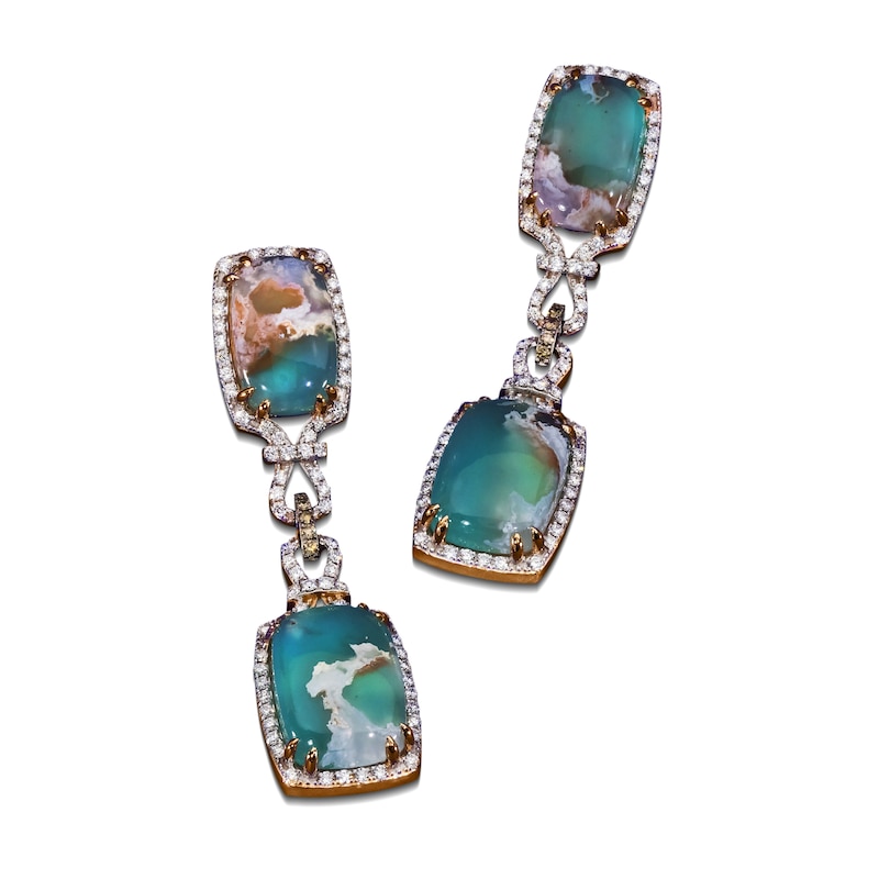 Main Image 1 of Le Vian 18ct Rose Gold Aquaprase & 2.11ct Diamond Earrings