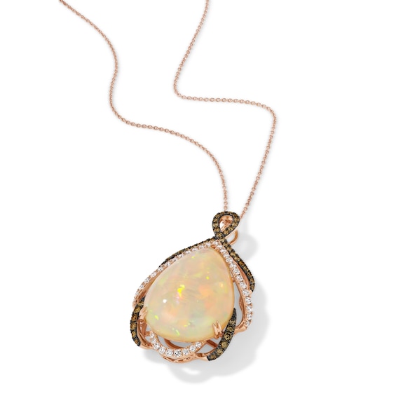 Le Vian 18ct Rose Gold Opal & 0.99ct Diamond Pendant Necklace