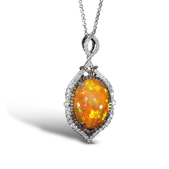 Le Vian 18ct White Gold Opal & 1.31ct Diamond Pendant Necklace