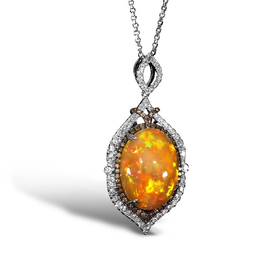 Le Vian 18ct White Gold Opal and 1.31ct Diamond Pendant Neck