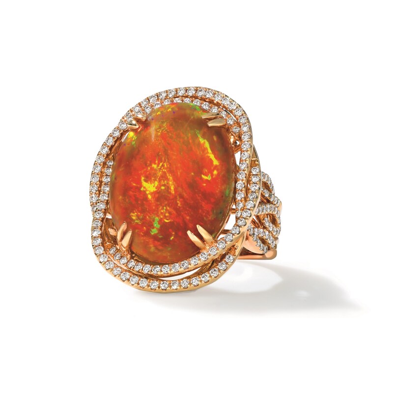 Main Image 1 of Le Vian 18ct Rose Gold Opal & 1.81ct Diamond Ring