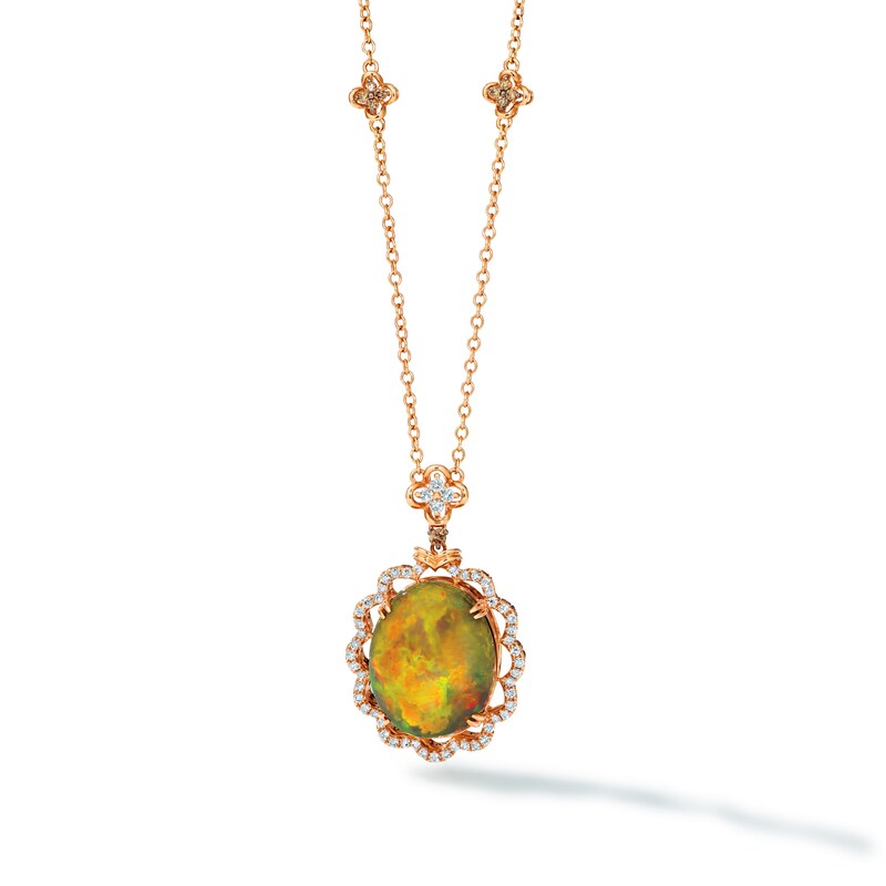 Main Image 1 of Le Vian 18ct Rose Gold Opal & 1.78ct Diamond Necklace