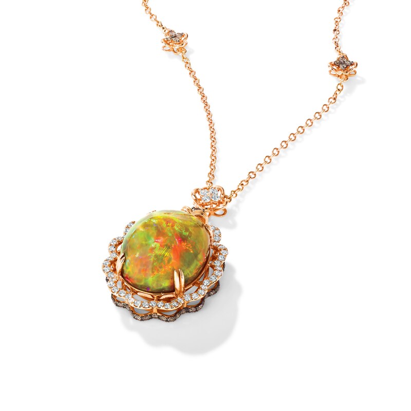 Main Image 2 of Le Vian 18ct Rose Gold Opal & 1.78ct Diamond Necklace