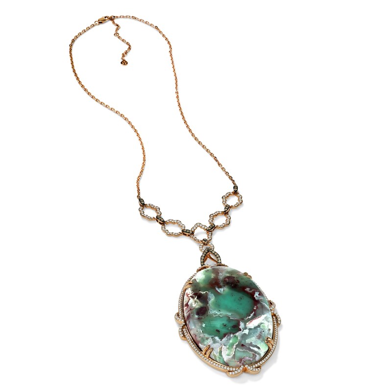 Main Image 2 of Le Vian 18ct Rose Gold Aquaprase & 2.72ct Diamond Necklace