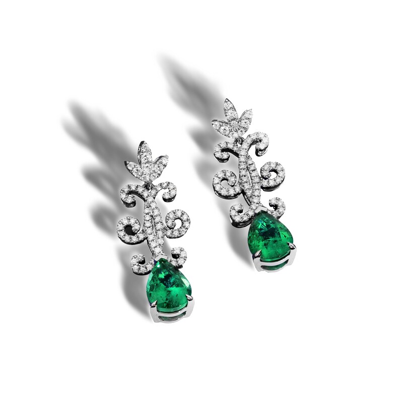 Main Image 1 of Le Vian Platinum Emerald & Vanilla 0.45ct Diamond Earrings