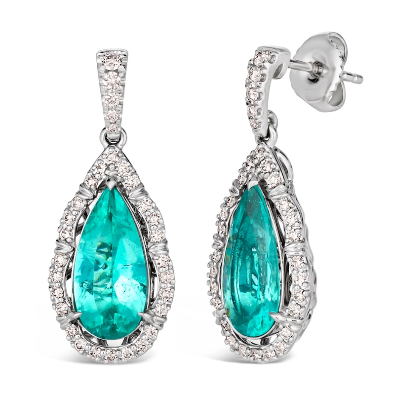 Main Image 1 of Le Vian 18ct White Gold Pear Tourmaline & 0.46ct Diamond Earrings