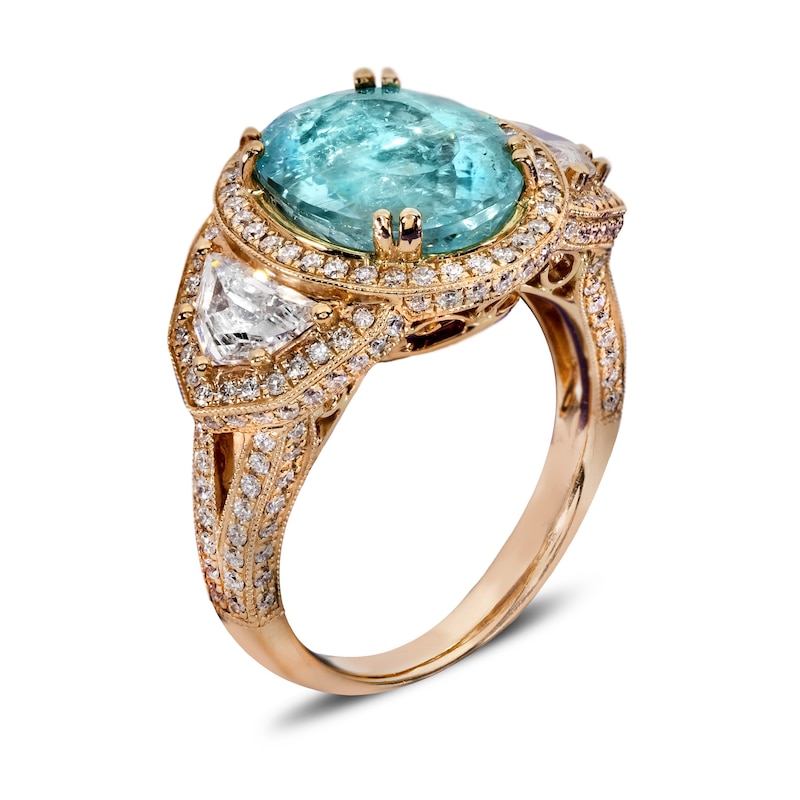 Main Image 2 of Le Vian 18ct Rose Gold Blue Tourmaline & 1.46ct Diamond Ring