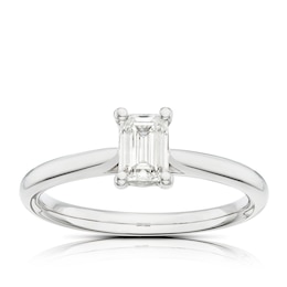 Platinum 0.50ct Diamond Emerald Cut Solitaire Ring