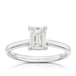 Platinum 1ct Diamond Emerald Cut Solitaire Ring