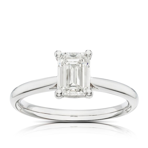Platinum 1ct Diamond Emerald Cut Solitaire Ring Ernest Jones