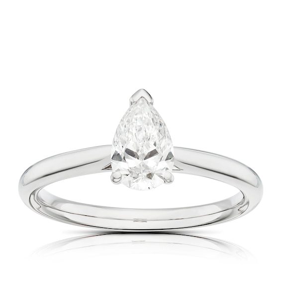 Engagement Ring Platinum Pear Cut Solitaire 0.50ct Diamond R