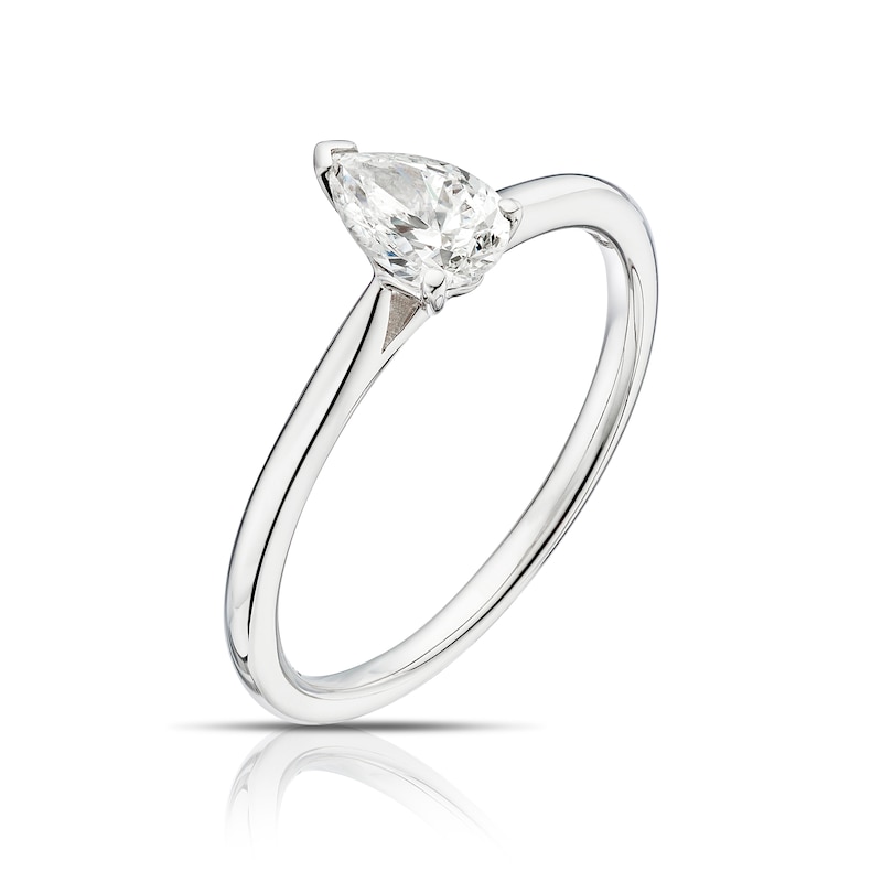 Platinum 0.50ct Diamond Pear Cut Solitaire Ring