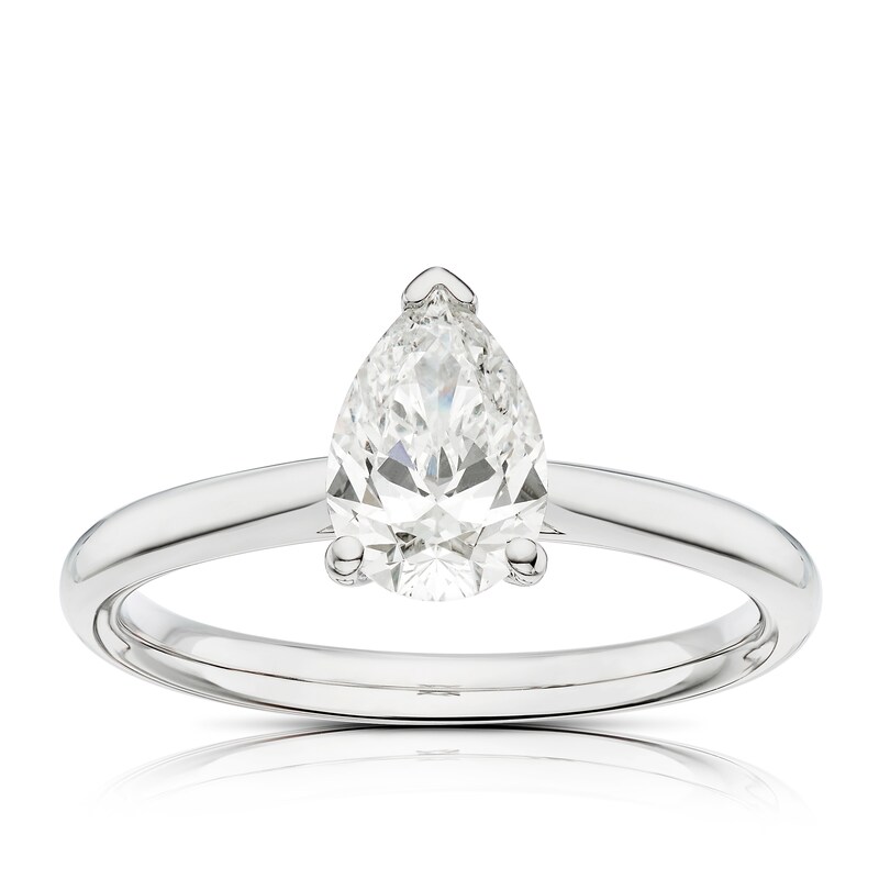 Platinum 1ct Diamond Pear Cut Solitaire Ring