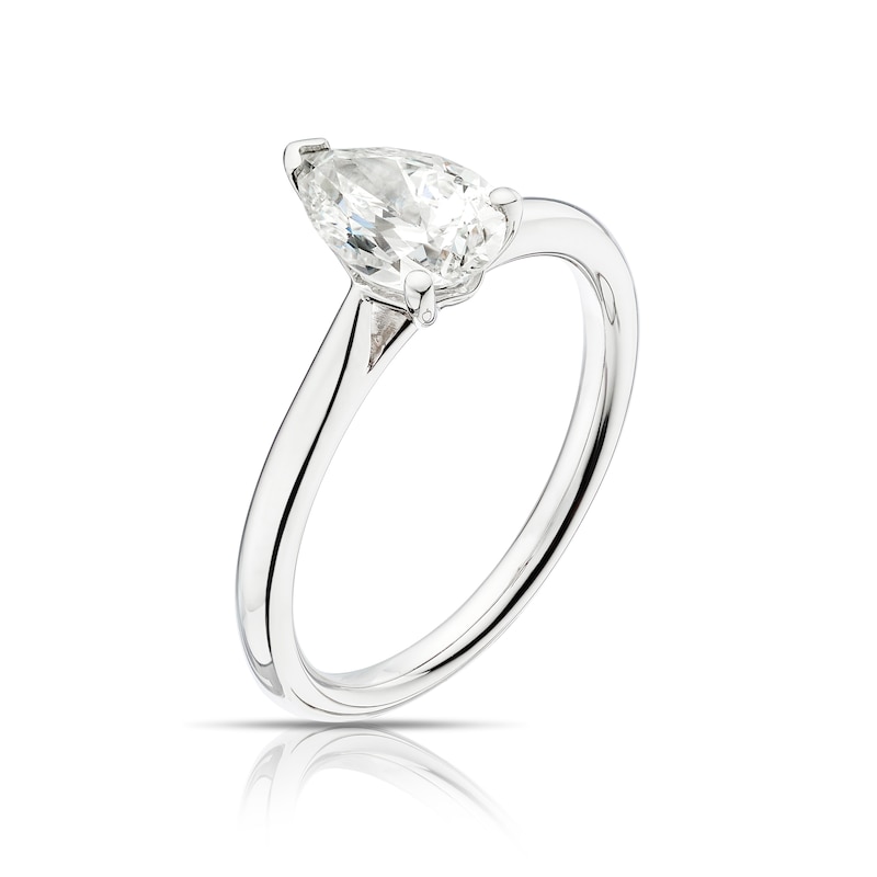 Platinum 1ct Diamond Pear Cut Solitaire Ring