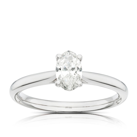 Platinum 0.50ct Diamond Oval Cut Solitaire Ring