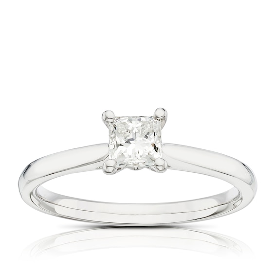 Engagement Ring Platinum Princess Cut Solitaire 0.50ct Diamo