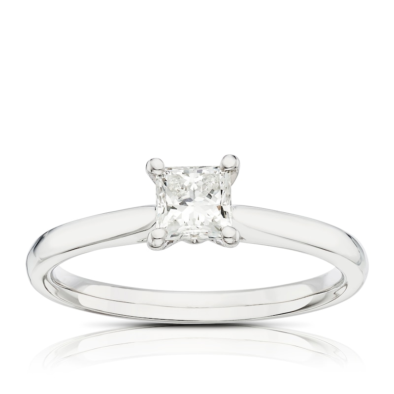 Platinum 0.50ct Diamond Princess Cut Solitaire Ring