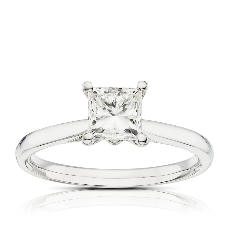 Platinum 1ct Diamond Princess Cut Solitaire Ring