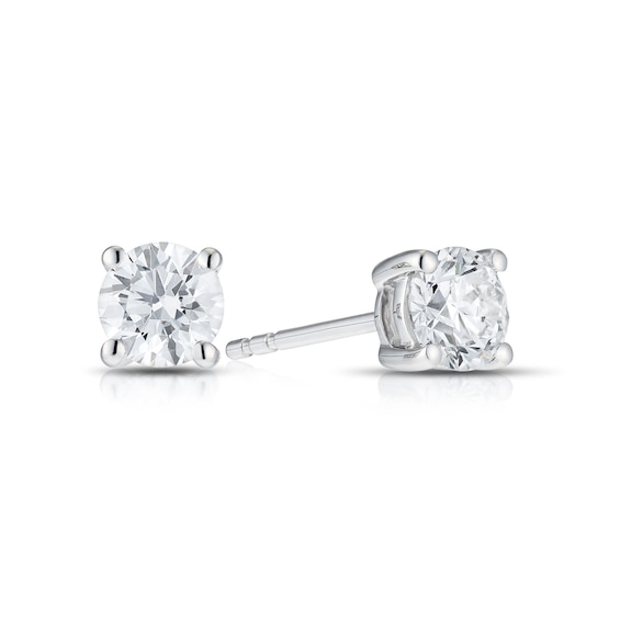 Platinum 1ct Diamond Round Cut Stud Earrings