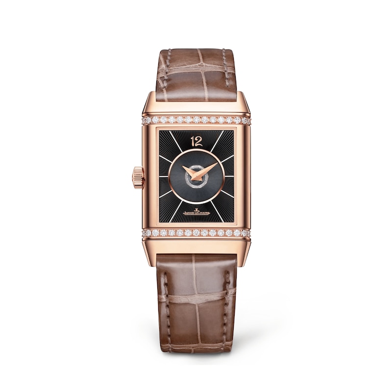 Main Image 2 of Jaeger-LeCoultre Reverso Classic Ladies' Diamond & 18ct Rose Gold Leather Watch