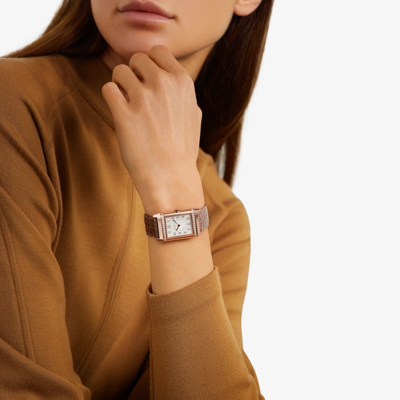 Main Image 4 of Jaeger-LeCoultre Reverso Classic Ladies' Diamond & 18ct Rose Gold Leather Watch