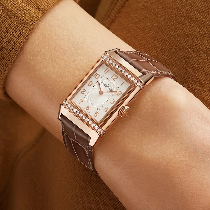 Main Image 6 of Jaeger-LeCoultre Reverso Classic Ladies' Diamond & 18ct Rose Gold Leather Watch