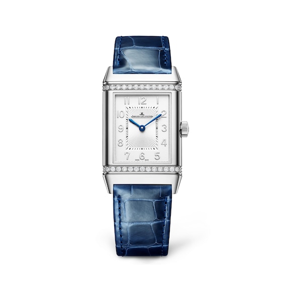 Jaeger-LeCoultre Reverso Classic Ladies’ Diamond & Blue Alligator Leather Strap Watch