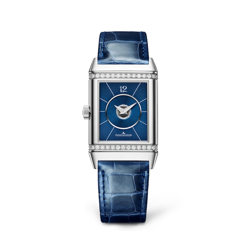 Jaeger-LeCoultre Reverso Classic Ladies' Diamond & Blue Alligator Leather Strap Watch