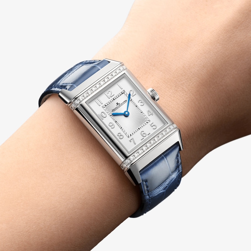 Jaeger-LeCoultre Reverso Classic Ladies' Diamond & Blue Alligator Leather Strap Watch