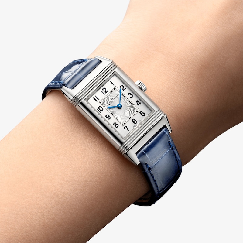 Jaeger-LeCoultre Reverso Classic Ladies' Silver Dial & Blue Alligator Leather Watch