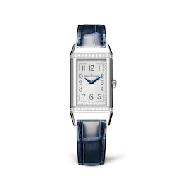 Jaeger-LeCoultre Reverso One Ladies' Diamond & Blue Alligator Leather Strap Watch